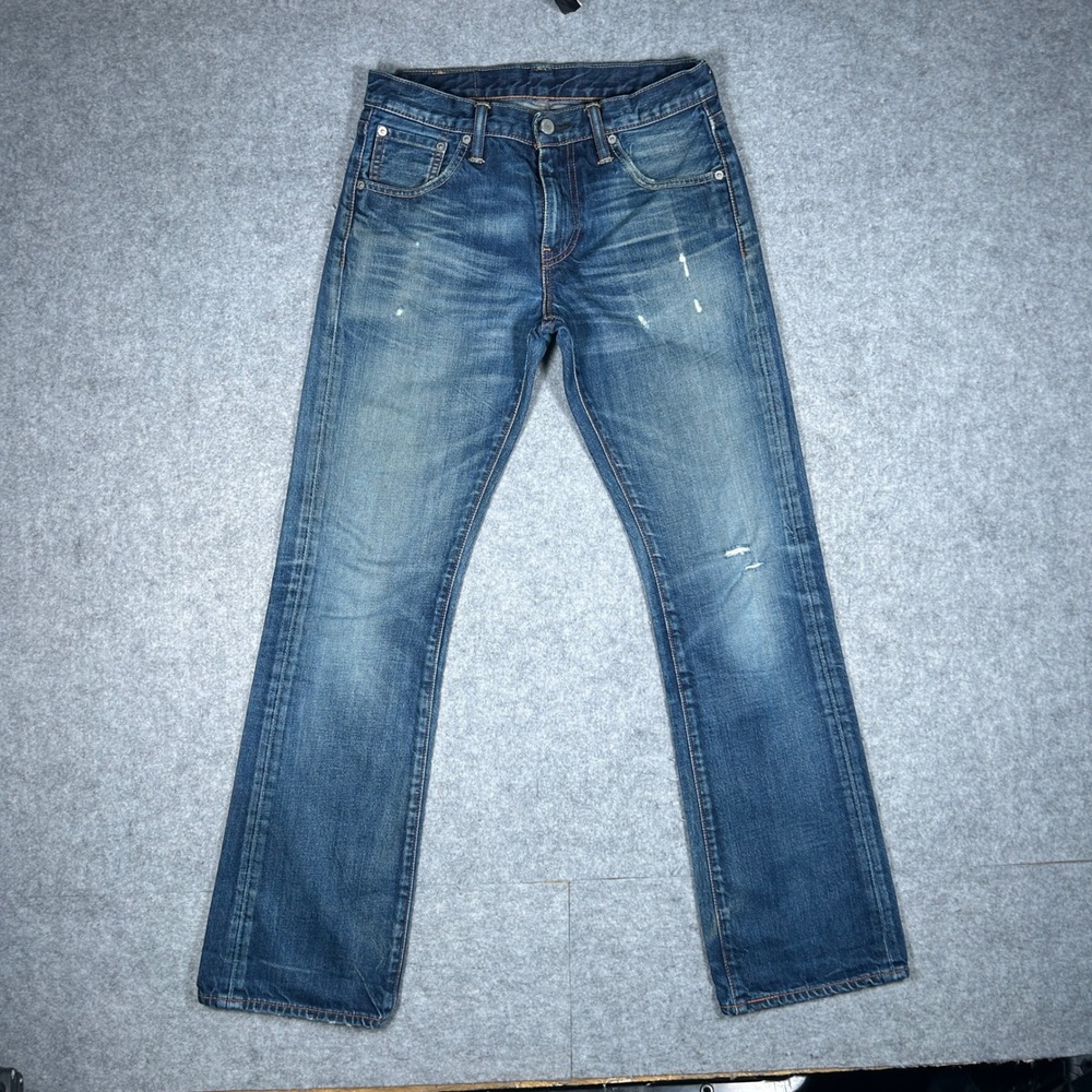 Levi's Denim Jeans Men 30x32 Blue 527 Slim Bootcut Vintage Fade Distressed